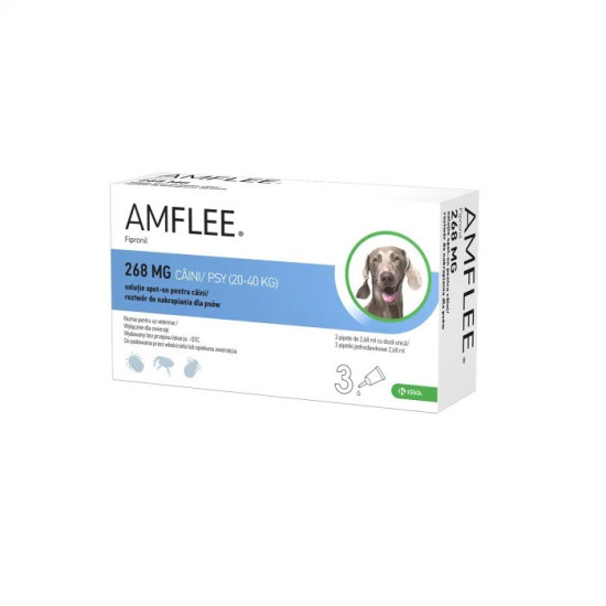 Amflee Dog L – Deparazitare externă pentru Câini 20–40 kg (3 x 268 mg, Krka)